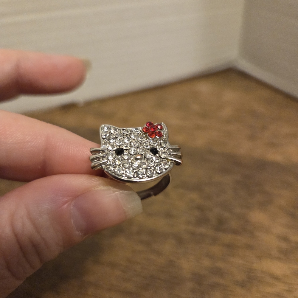 Hello Kitty Rhinestone Adjustable Ring - Picture 3 of 9